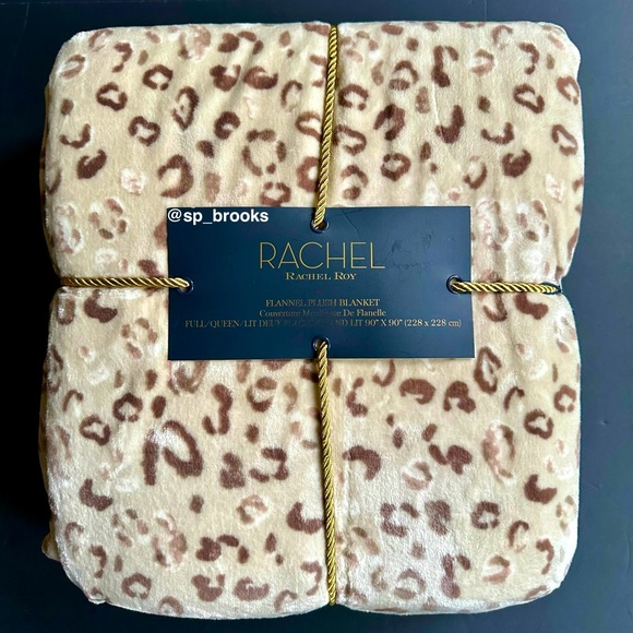 🎁RACHEL ROY Flannel Plush Blanket - Cheetah Print Plush Blanket -Full/Queen Size - Picture 1 of 4